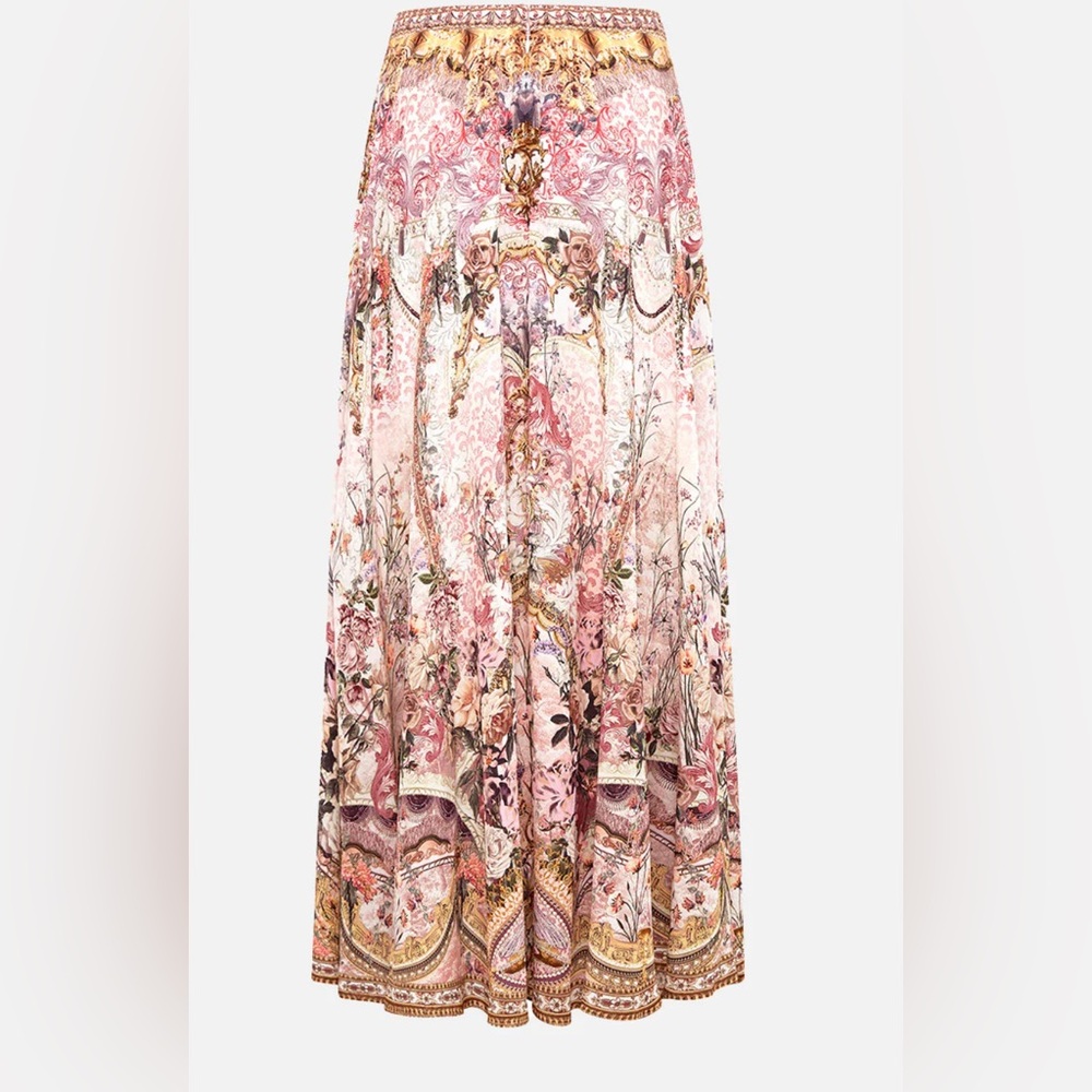 Camilla Pink Maxi A-Line Skirt with High-Low Hem